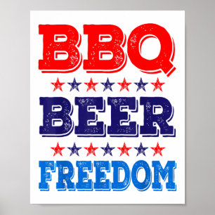 Bbq Beer Freedom America Usa Party 4th Of July Sum Poster