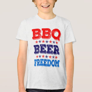 Bbq Beer Freedom America Usa Party 4th Of July Sum Tri-Blend Shirt