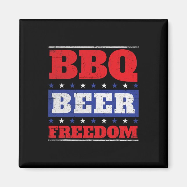 Bbq Beer Freedom - Grill Byrbecue Grilling Bbq Lov Magnet (Front)