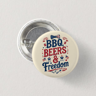 BBQ, Beers & Freedom – Retro 4th of July Vibes 3 Cm Round Badge