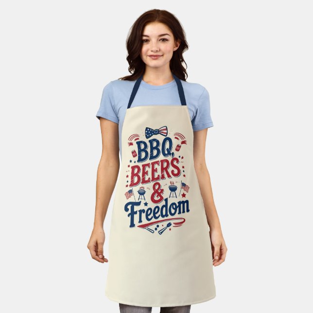 BBQ, Beers & Freedom – Retro 4th of July Vibes Apron (Worn)