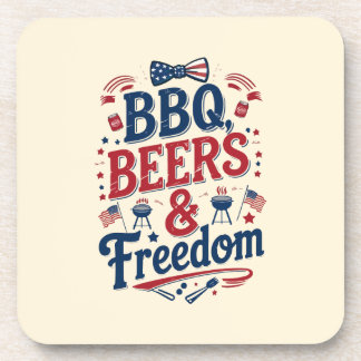 BBQ, Beers & Freedom – Retro 4th of July Vibes Coaster