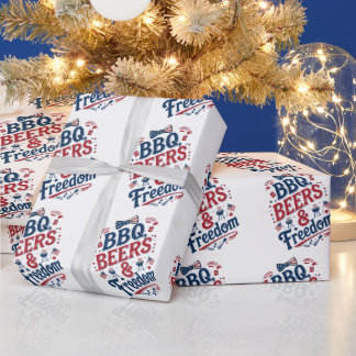 BBQ, Beers & Freedom – Retro 4th of July Vibes Wrapping Paper