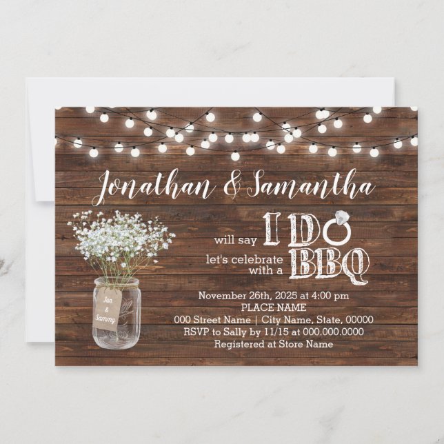 BBQ before I do couples shower country chic Invitation (Front)