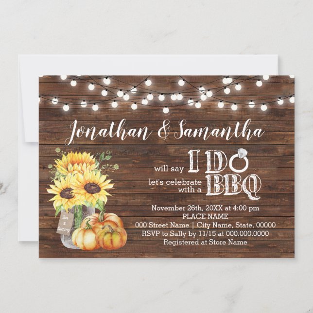 BBQ before I do couples shower sunflowers country Invitation (Front)