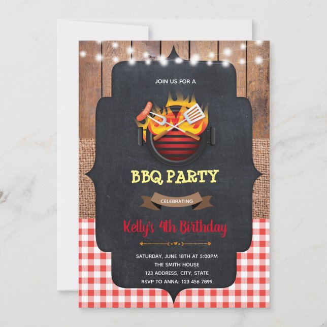 BBQ birthday baby shower party invitation (Front)