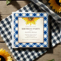 BBQ Birthday Blue Gingham Print