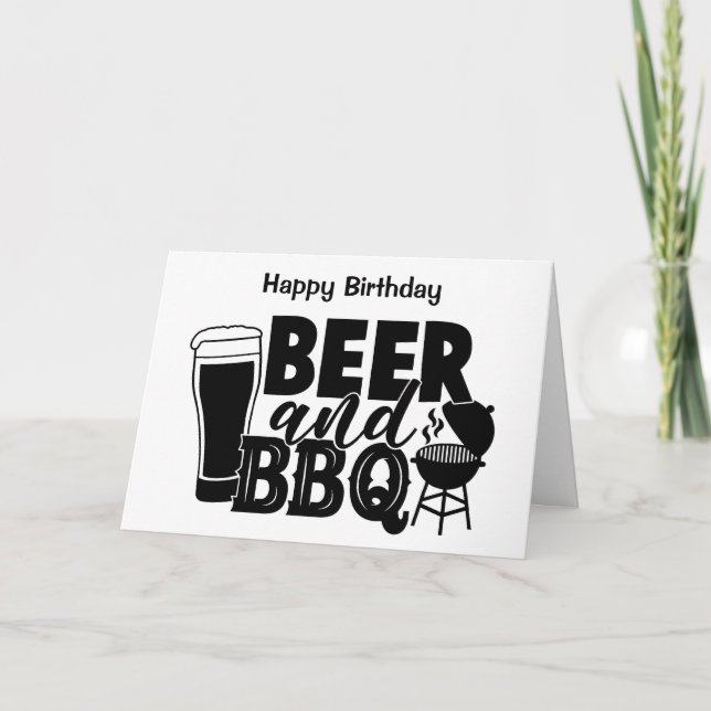 BBQ Birthday Card - Beer and BBQ - Customizable (Front)