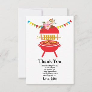 bbq birthday party, barbecue, bbq grill, thank you card
