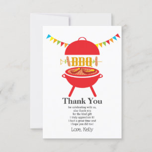 bbq birthday party, barbecue, bbq grill, thank you invitation