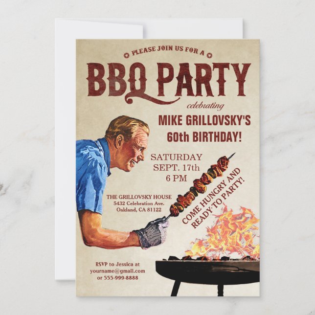 BBQ Birthday Party Invitations (Front)