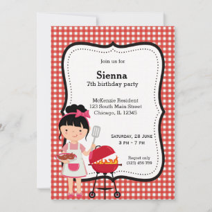 BBQ birthday party (red) Invitation