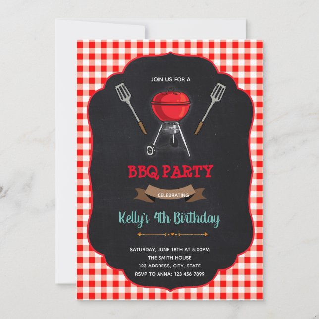 BBQ birthday picnic shower party invitation (Front)