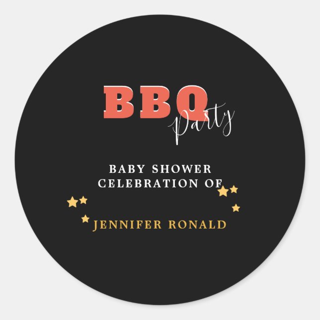 BBQ Black and Red Baby shower Party Classic Round Sticker (Front)