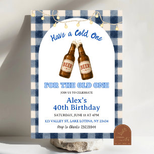 BBQ Blue Gingham Grill and Chill Birthday Invitation