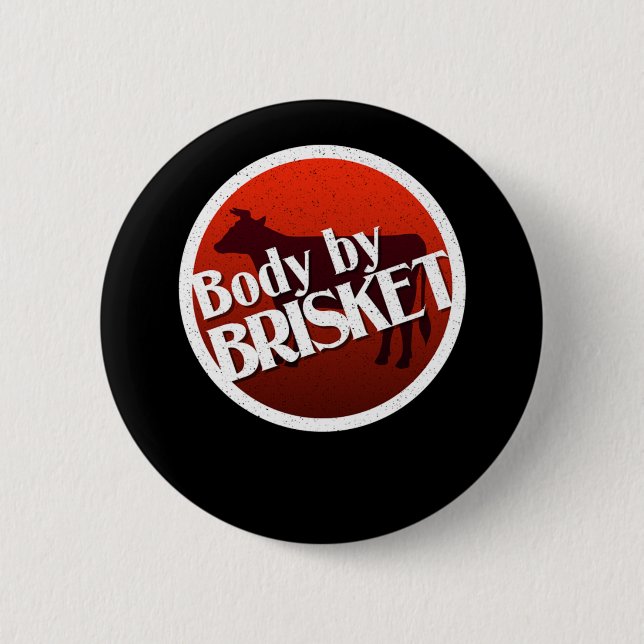 Bbq Body By Brisket Cow 6 Cm Round Badge (Front)