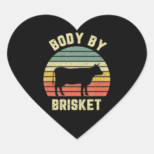 BBQ Body By Brisket Shirt Funny BBQ Backyard Heart Sticker