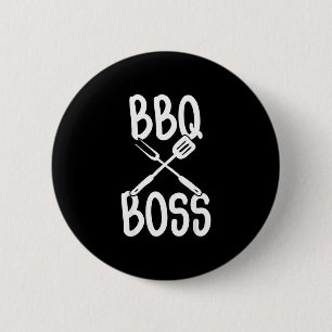 Bbq boss grill steak smoker dad  6 cm round badge
