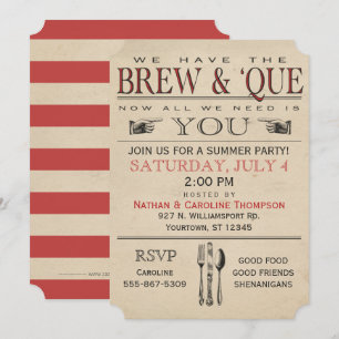 BBQ   Brew & 'Que Summer Party Invitation