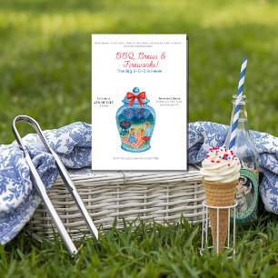 BBQ, Brews, Fireworks Ginger Jar 4th of July  Invitation