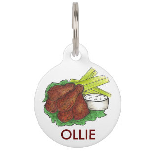 BBQ Buffalo Hot Spicy Chicken Wings Foodie Celery Pet Tag