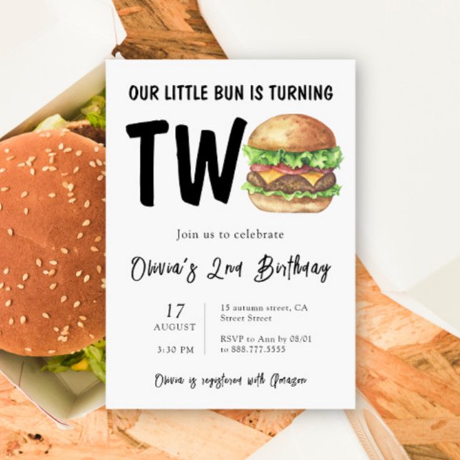 BBQ Burger 2nd Birthday Party Invitation (Creator Uploaded)
