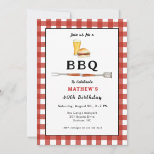 BBQ Burger & Beer Adult birthday party  Invitation