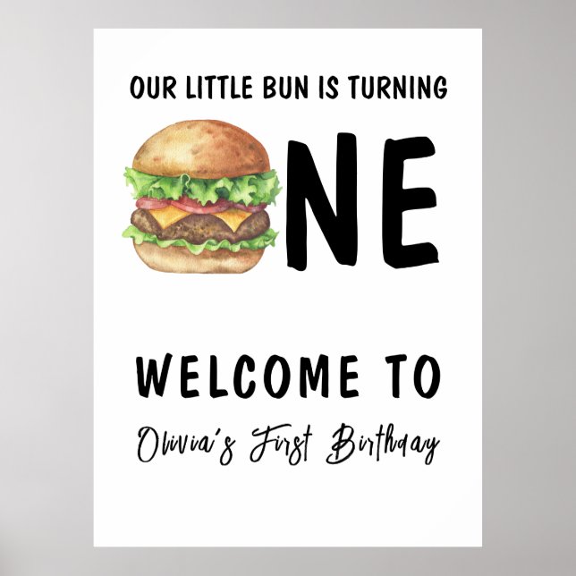 BBQ Burger First Birthday Party Poster (Front)