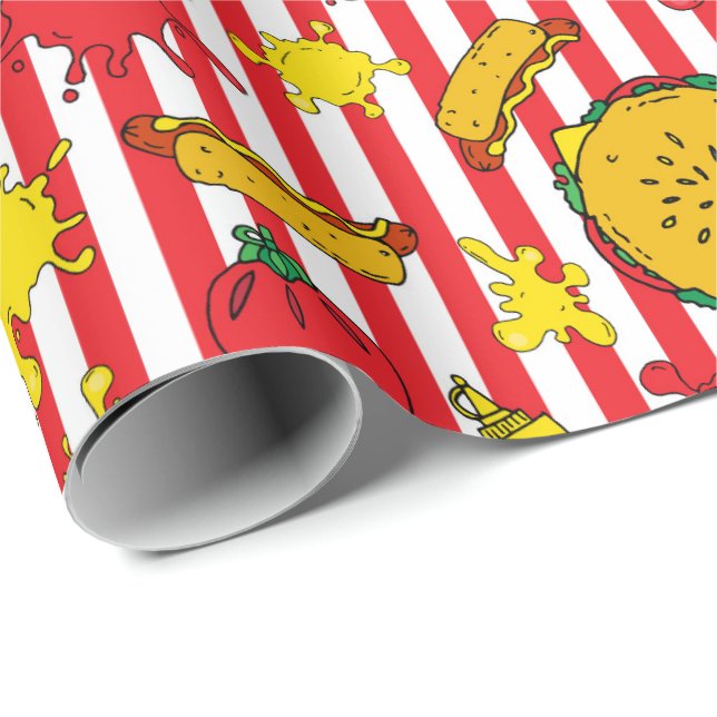 BBQ Burger Hot Dog Grill Out Barbecue Party Wrapping Paper (Roll Corner)