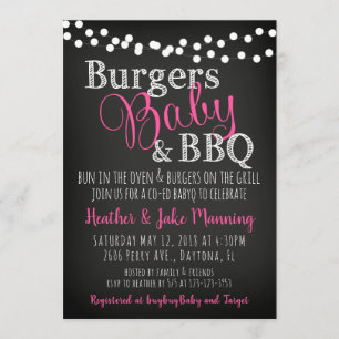 BBQ Burgers Baby Coed GirlG Baby Shower Invitation