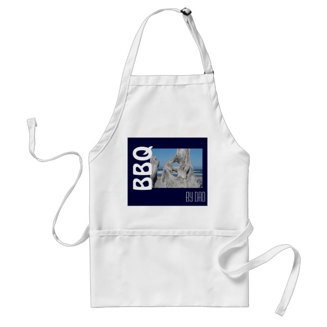 BBQ by Dad apron Blue Sky Ocean Wave Driftwood (Front)