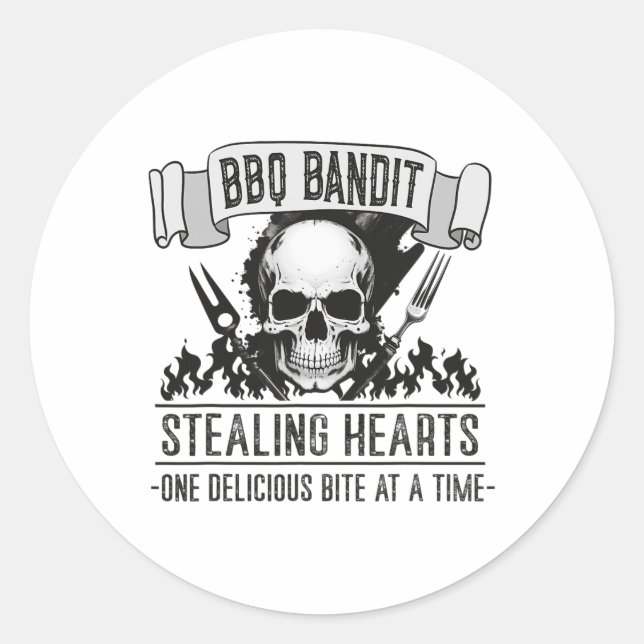 Bbq Byndit Stealing Hearts Funny Grilling Bbq Love Classic Round Sticker (Front)
