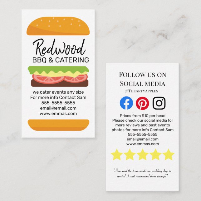 BBQ catering hog roast wedding events fundraisers Business Card (Front/Back)