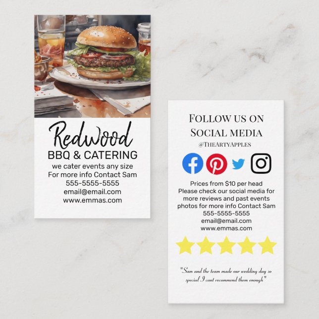BBQ catering hog roast wedding events fundraisers Business Card (Front/Back)