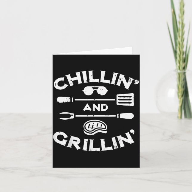 Bbq Chillin And Grillin Barbecue T Men Women Kids  Card (Front)