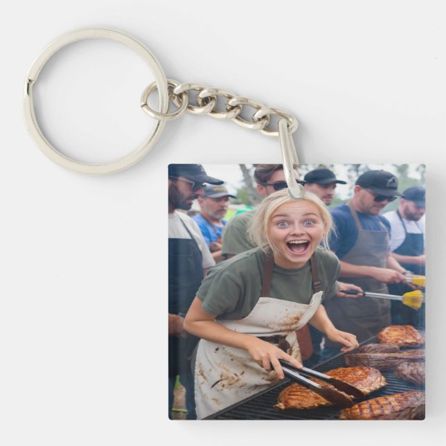 BBQ Cook Off Photo Customize Key Ring (Front)