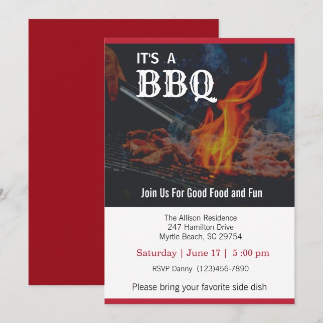 BBQ Cookout Picnic Invitation (Front/Back)