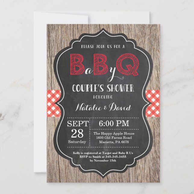 BBQ Couples Shower Invitation Baby Q Backyard Bash (Front)