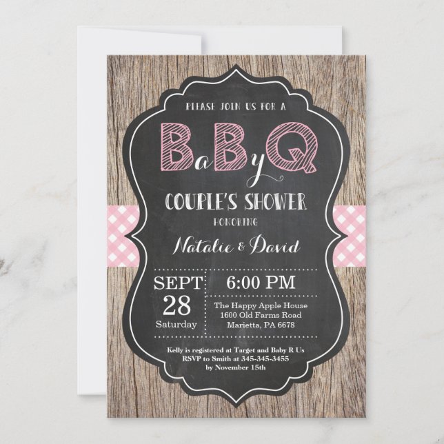 BBQ Couples Shower Invitation Baby Q Backyard Girl (Front)