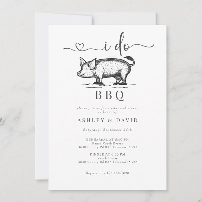 BBQ | Couples Shower | Rustic Rehearsal | Roast Invitation (Front)