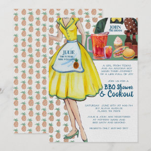 BBQ Couples Wedding Shower   Vintage Couple Invitation