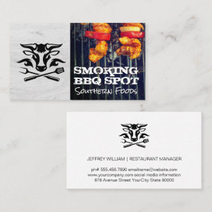 BBQ Cow Logo   Barbecue Pit Business Card