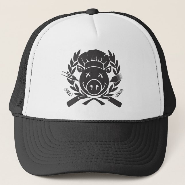 BBQ Crest - black print Trucker Hat (Front)