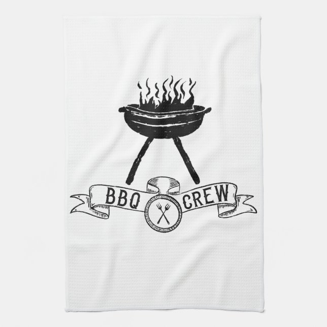 BBQ Crew rustic vintage Tea Towel (Vertical)