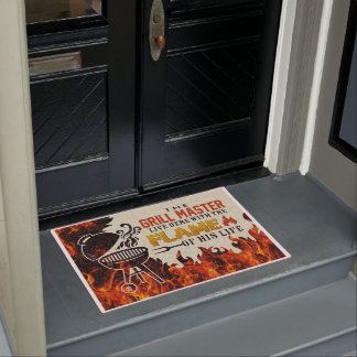 Bbq Custom Doormat Grill Master Lives Here