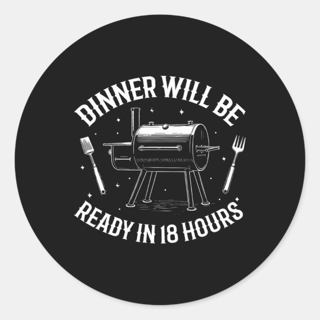 Bbq Dad Funny Smoking Meat Smoker Byrbecue Dad App Classic Round Sticker (Front)