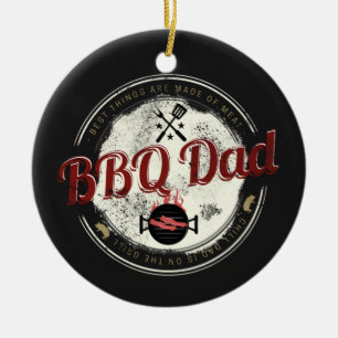BBQ Dad Vintage Grill or Barbecue For Fathers Day Ceramic Tree Decoration