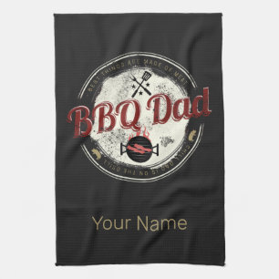 BBQ Dad Vintage Grill or Barbecue For Fathers Day Tea Towel