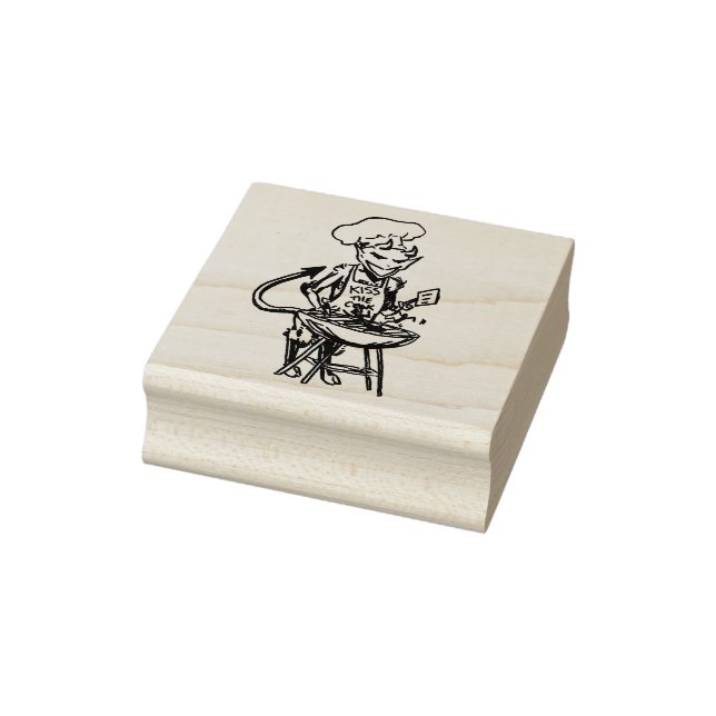 BBQ Devil Kiss the Cook Rubber Stamp (Stamp)