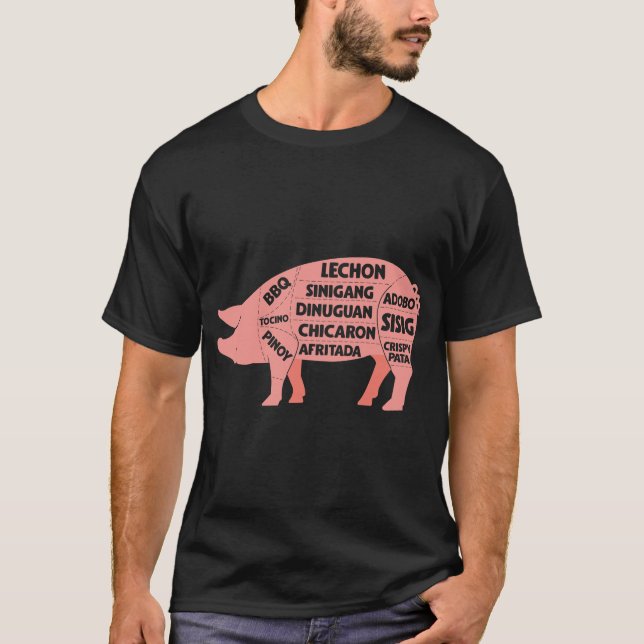 BBQ Diagram Filipino Pig Pork Cuts Meat T-Shirt (Front)
